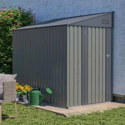 4 x 7 FT Metal Outdoor Storage Shed, Garden Tool Shed, with Lockable Door