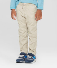 Cat Jack Boys Beige Khaki Pants Chino Drawstring Elastic Waist Cotton Size 5