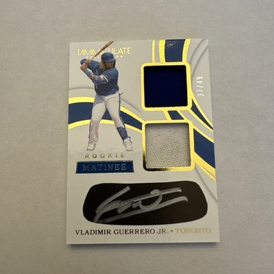 Vladimir Guerrero Jr. 2019 Panini Immaculate Blue Rookie Dual Patch Auto 37/49