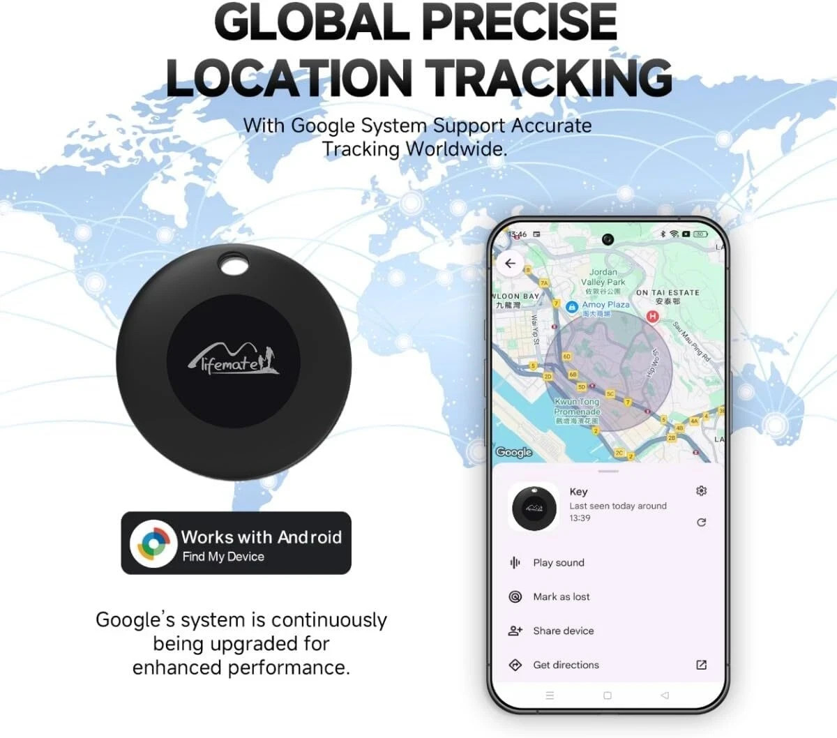 Traceur GPS Bluetooth Android par 4 Noir compatible Google Find My Device