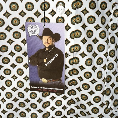 Cinch Button Down Hemd Herren XL weiß gold geometrischer Druck MTW1105716 Cowboy NEU - Bild 4 von 7