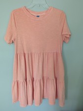 Old Navy Women's T Shirt Dress Orange Mini Tiered Pockets M
