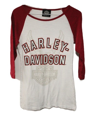 Harley-Davidson 2010 Museum Raglan Tee Women's Medium 3/4 Sleeve T0351