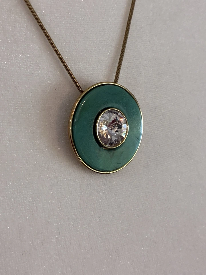 "Collar colgante Dyrberg & Kern tono dorado y verde turquesa/azul 16"""  Foto 4 de 4