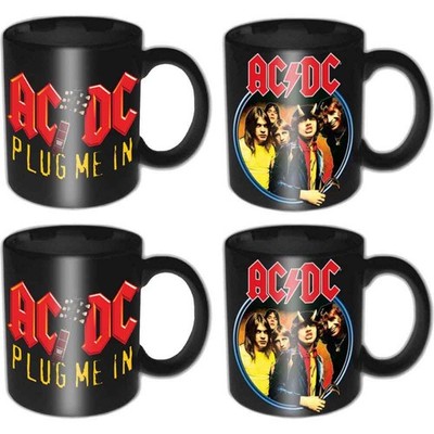 AC/DC ESPRESSOTASSE SET 4 STÜCK HIGHWAY TO HELL PLUG ME IN ESPRESSOMUG SET