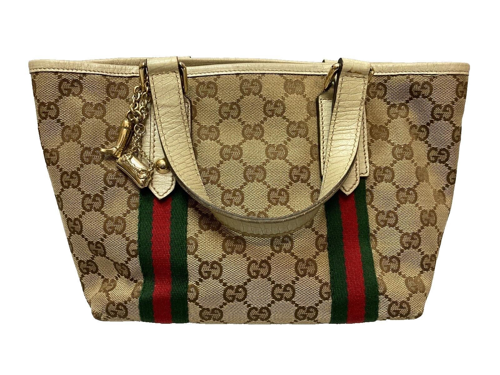 GUCCI GG Canvas Hand Bag with Charm Preowned D224-2