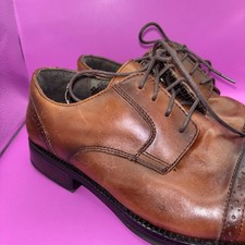 CHAPS Men's Leather Cap Toe Lace Up Oxford Dress Shoes 11 M Cognac Brown (0659)