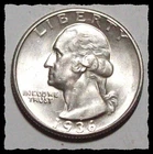 1936-P WASHINGTON QUARTER Blast White  Lustrous Nice BU #16D66 .9 SILVER