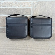Lot of 2 24ct. CD DVD Storage Sleeves Cases Wallets Zippered Black Faux Leather