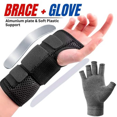Wrist Support Hand Brace & Compression Glove Carpal Tunnel Arthritis Pain Relief