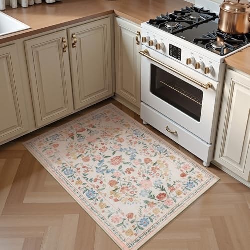 Front Door Mat Indoor Entrance, 2x3 Machine Washable Floral Rugs for Entryway - Picture 5 of 6