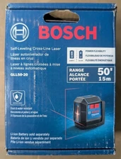 Bosch 50 ft. Dual Power Battery Red Beam Self-Leveling Cross-Line Laser Level