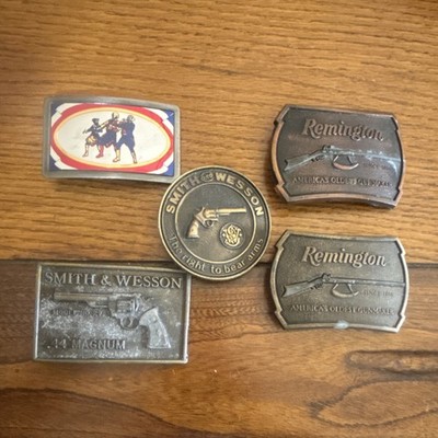 Smith & Wesson Remington Lot of 5 Western Americana Collectible Belt Buckles