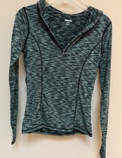 Reebok Women's S Teal Space Dye Half Zip Running Hoodie Pink Logo REW173TL20