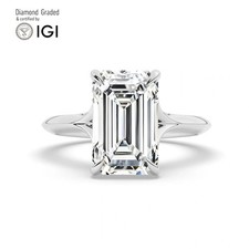 Emerald Diamond Engagement Ring Platinum Labgrown 5.15 Ct Solitaire