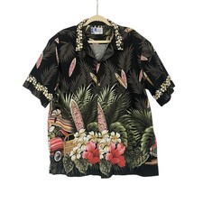 Vintage Hawaiian Camp Shirt RJC XXL Made in Hawaii Surf Car Print Aloha Tropical