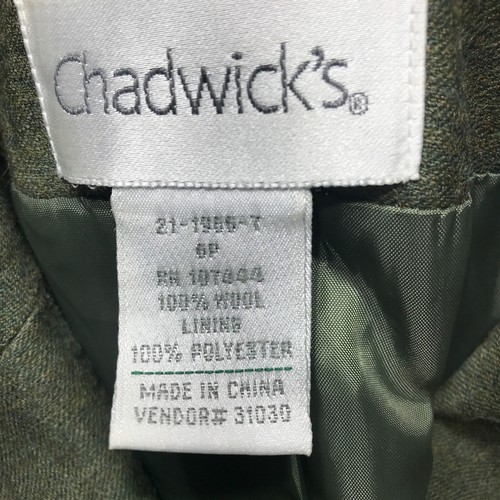 Chadwicks Petite Blazer Jacket Womens Size 6P Green 2 Button 100% Wool - Picture 7 of 13