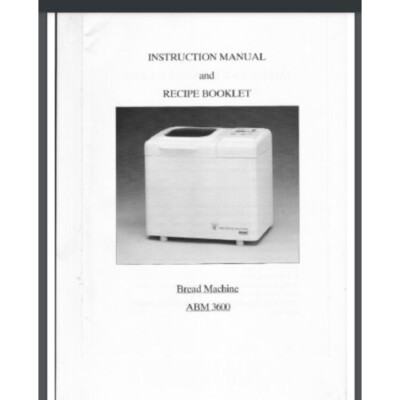 Welbilt Bread Machine Manual AMB Series Owner manual U pick from 10 models Avail
