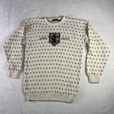 Cape Isle Knitters Vintage Knit Sweater Size L Made In USA Alpine Skiing AOP