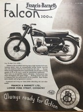 FRANCIS BARNETT FALCON 200cc 1955 ORIGINAL B/W ADVERTISEMENT 26cm x 20cm