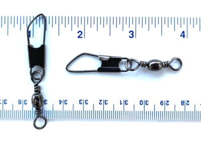 1000 GT Black Barrel Fishing Swivels with Safety Snap Size 1 (70# Test)