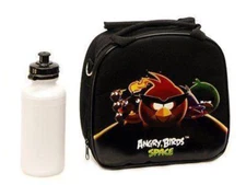  Back To School Angry Birds Space Lunch Box Black Bag with Water Bottle & Strap