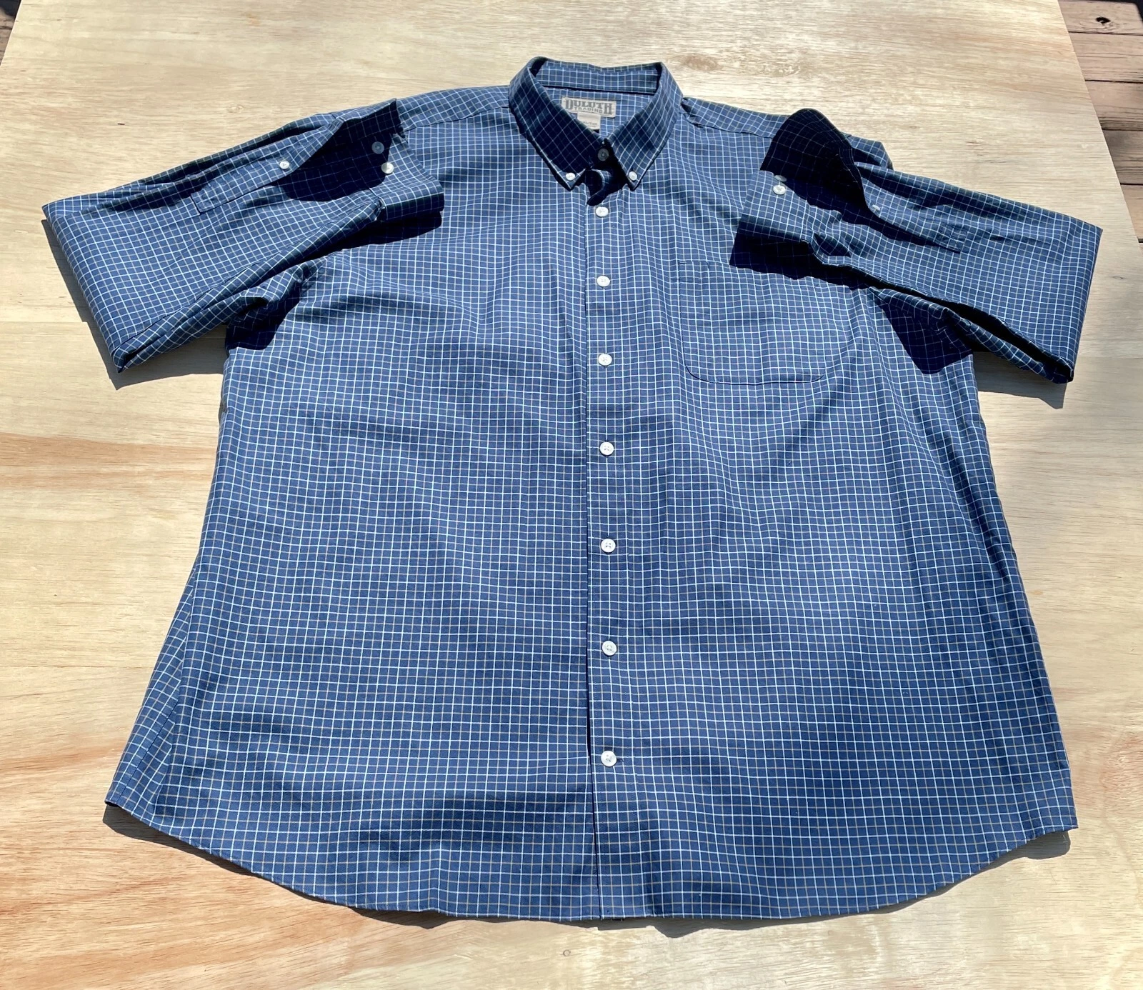 DULUTH TRADING Shirt Plaid Long Sleeve Outdoor Lightweight Men Blue SIZE 3XL