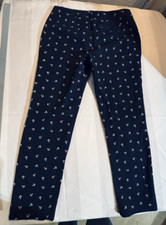 Tommy Hilfiger Women Size 8 NAUTICAL stretch navy pant light pink blue anchors