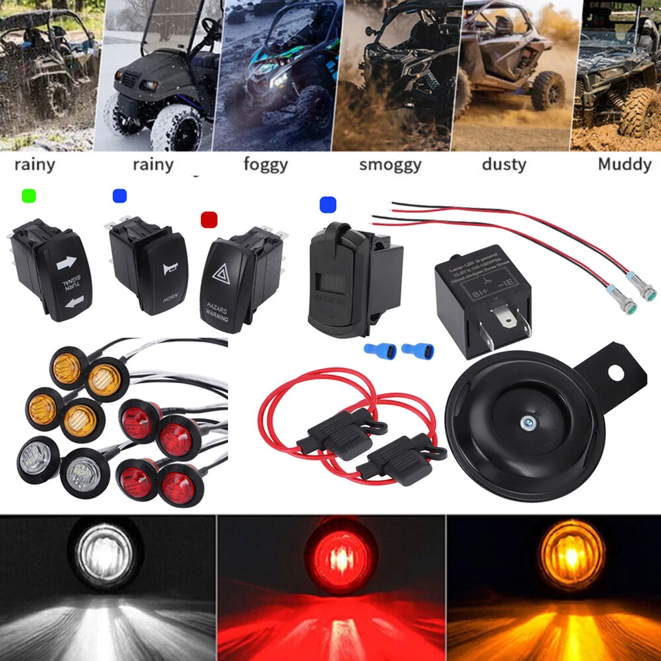 Kit universal UTV SXS señal de giro calle legal para Polaris RZR Can-Am Kawasaki Foto 2 de 4