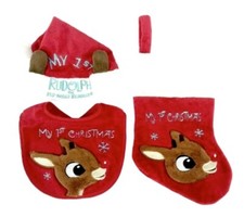 Rudolph The Red Nosed Reindeer My 1st Christmas 3 pc Baby Set NWT Stocking