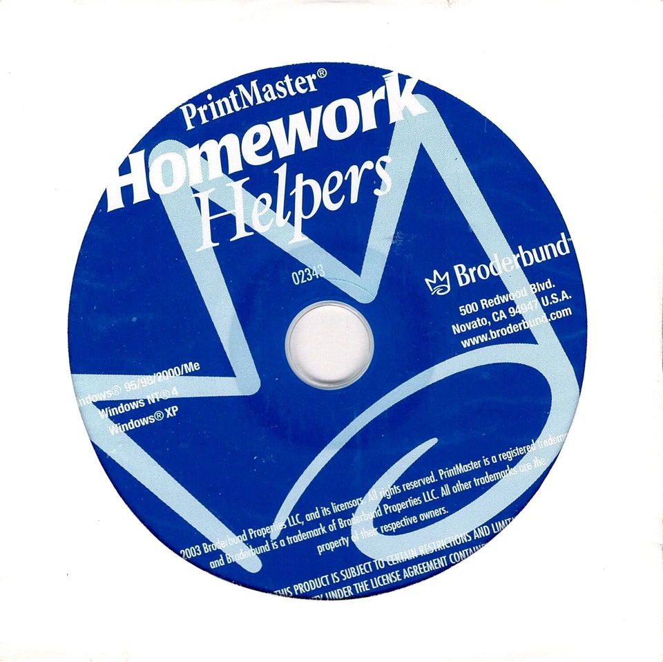 Printmaster Homework Helpers Pc New XP Cd Sealed In Paper Sleeve Learning Fun - Image 2 of 3