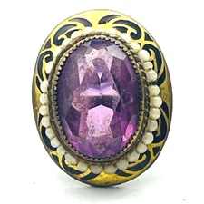 Vintage Victorian Style Ring Purple Acrylic Statement Cocktail Ornate