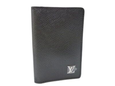 Auth LOUIS VUITTON Taiga Organizer De Poche Card Holder M30283