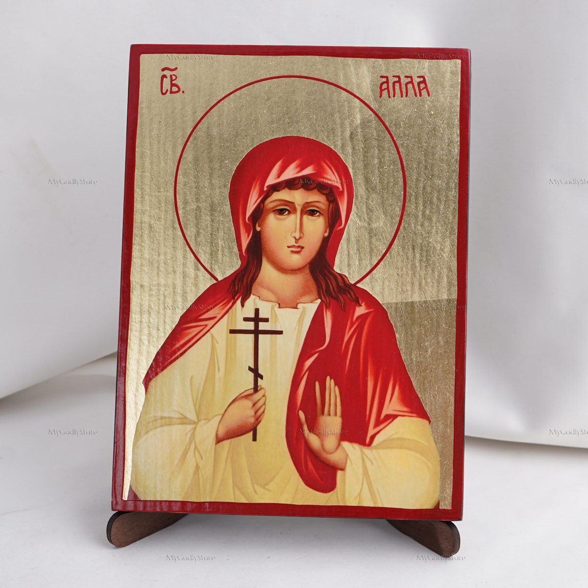 SAINT ALLA Orthodox Wood Icon Christian Icon Святая Алла Готфская
