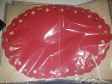 New Red Holly Cutwork Placemats Christmas Holiday Set Of 4