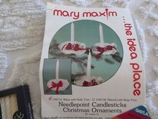 Vtg. Mary Maxim 10 NEEDLEPOINT CANDLESTICKS CHRISTMAS ORNAMENTS Kit - 17427-01