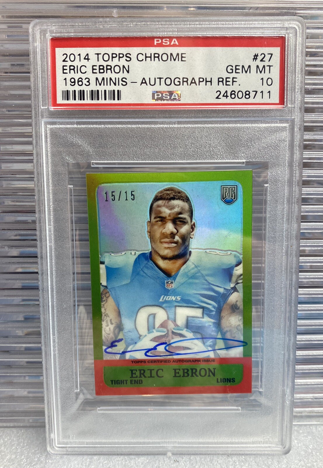 Eric Ebron Topps Chrome 1963 Minis #27 Autograph-Refractor