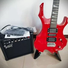 Full-Size 36" Red Electric Guitar Starter Package with 20-Watt Amp and More