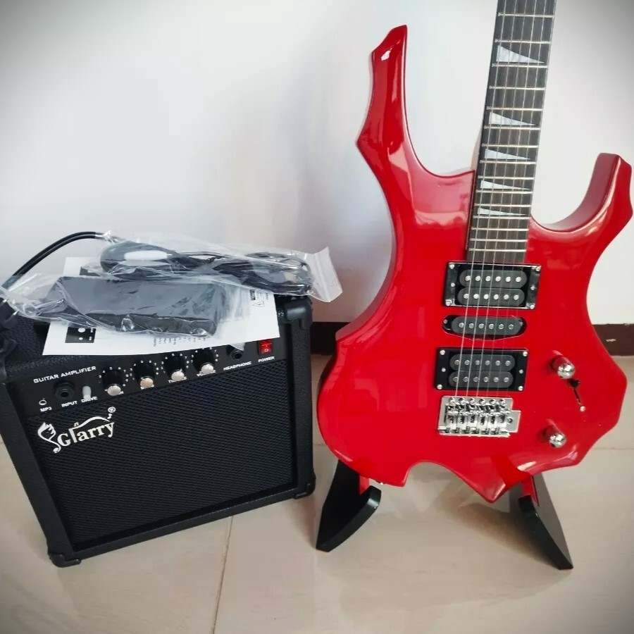 Full-Size 36" Red Electric Guitar Starter Package with 20-Watt Amp and More