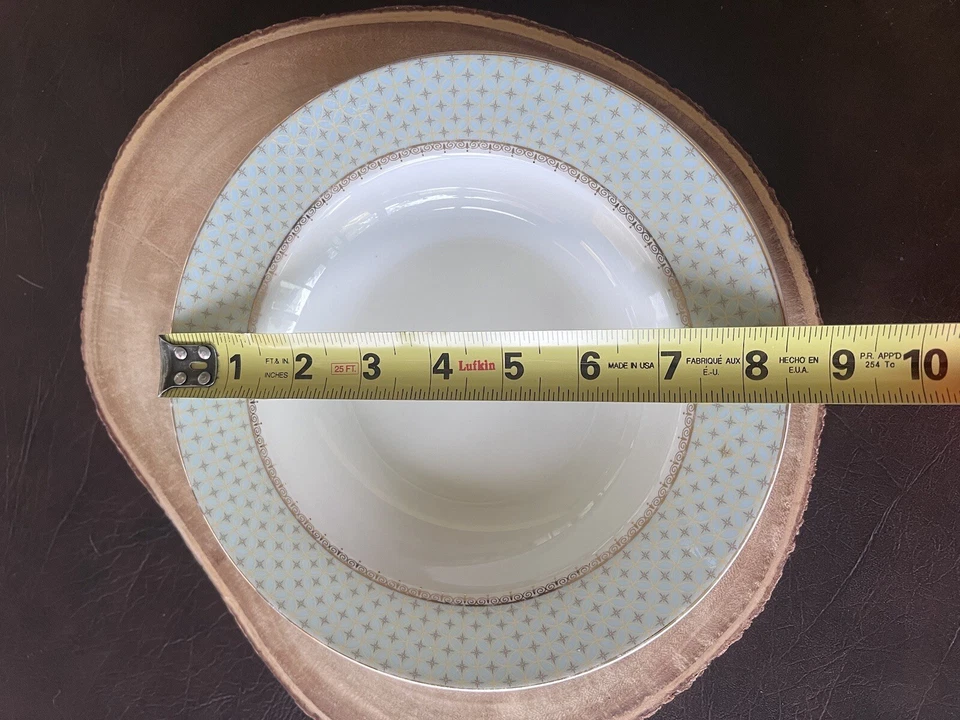 Bella Lux porcelain Light Blue Gold  ~ Set of 2 ~ Soup Bowls ~ 8.5” - Image 3 of 4