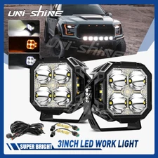 UNI-SHINE For Ford F-150 Pickup 3" LED Work Light Bar Pods Driving Lamps + Wire
