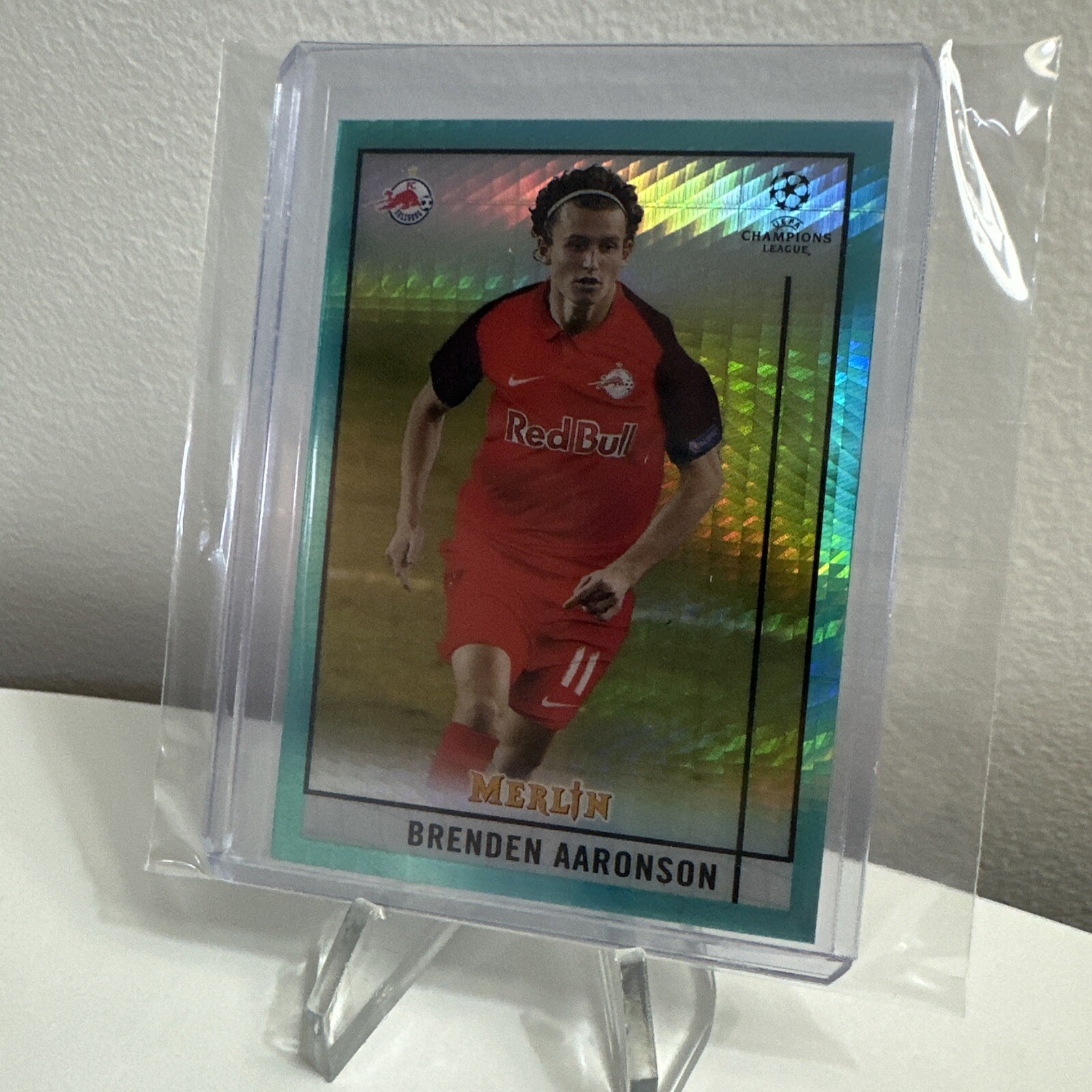 2020-21 Topps Merlin Chrome UEFA Brenden Aaronson Aqua Prism #76