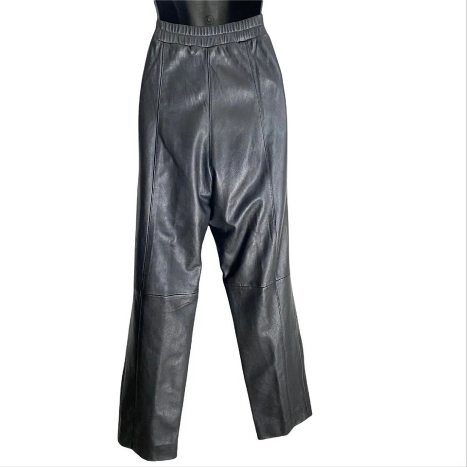 Zana Couture sz 12  black high rise VINTAGE 80s 100% Leather pants - Image 3 of 4