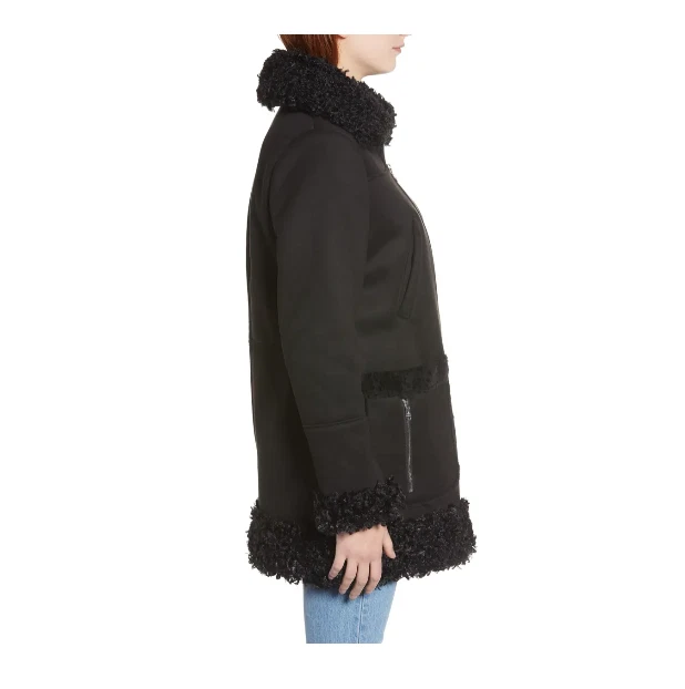 Sam Edelman Black Coat With Faux Shearling Trim Women's V7313 Size XS - Изображение 2 из 4