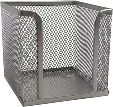 Zettelbox Zettelkasten aus Drahtmetall 9,5x9,5x8,5cm Zettelkästchen Netz silber