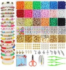Redtwo 5100 clay beads bracelet making kit, flat preppy beads for friendship