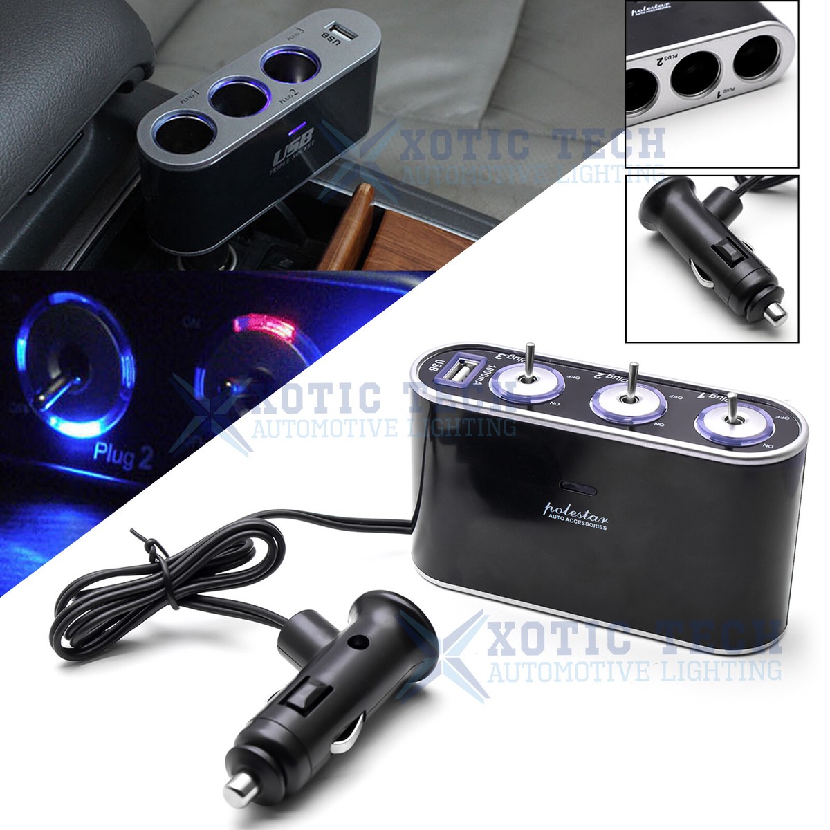 12V Multiple USB Charger Cigarette Lighter Socket Splitter For Audi A4  2000-2021