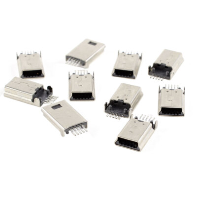 10Pcs Mini USB Type B Male Socket 5-Pin 180 Degree SMT Solder Jack Connector