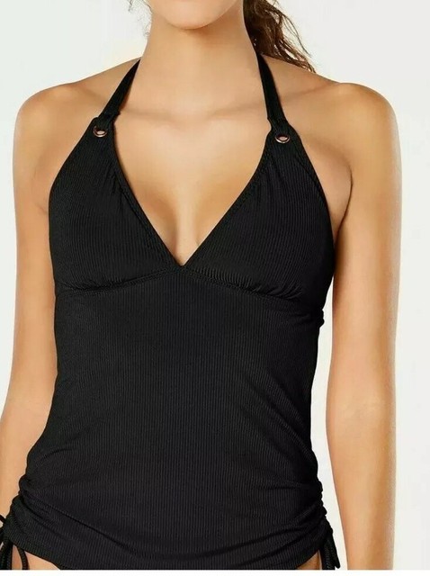 black halter tankini swim top