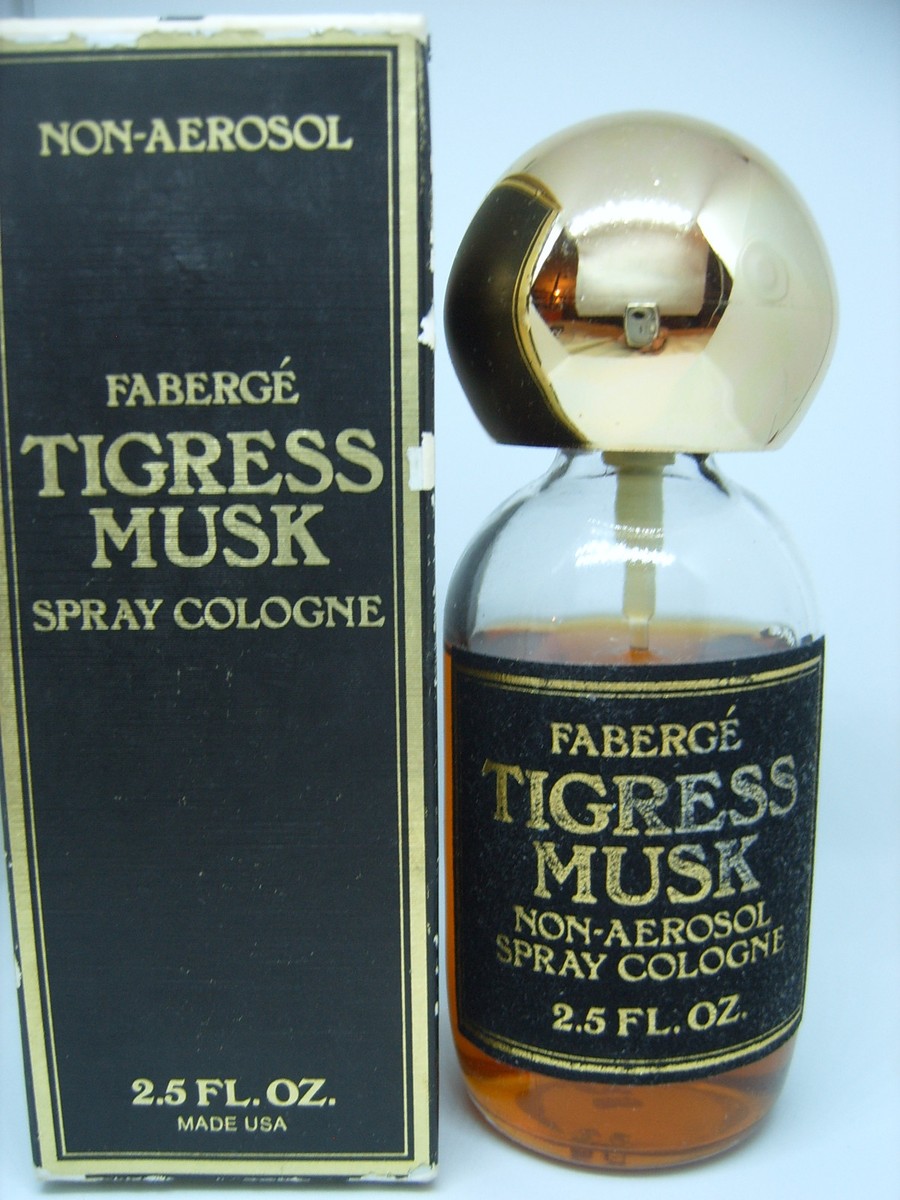 RARE! Vintage Faberge Tigress Musk Cologne in BOX NOT FULL